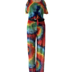 Love Tie Dye 2 Piece Netted Top and Pant in Size L